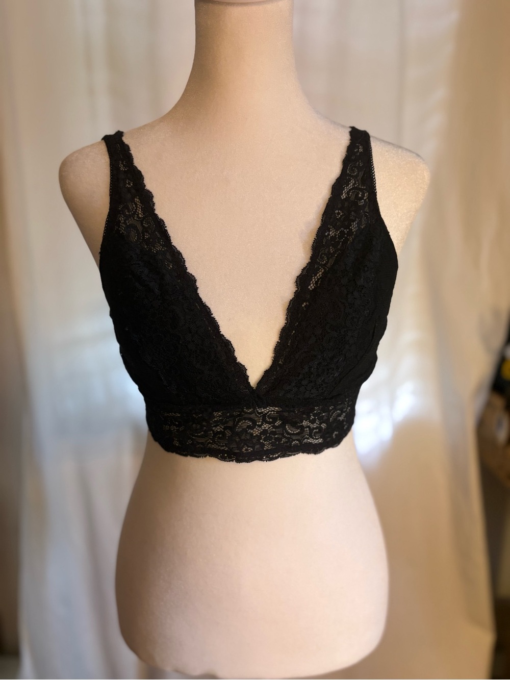 Soma Black Deep V Lace Bralette